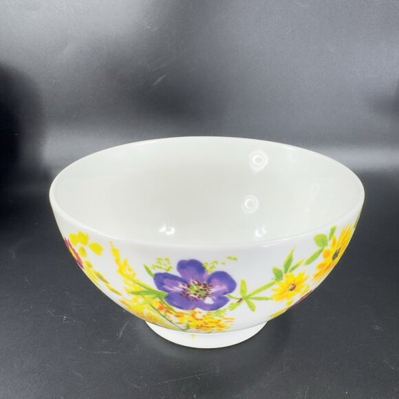 ANTHROPOLOGIE Ceramic Deep Dish Bowl Set 2 Dishes Bowls Flower Multicolor Pair - Picture 12 of 16